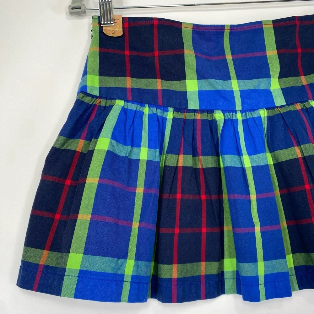 Hollister Y2K School Girl Blue Cotton Plaid Pleated Skirt Size 3 Academia